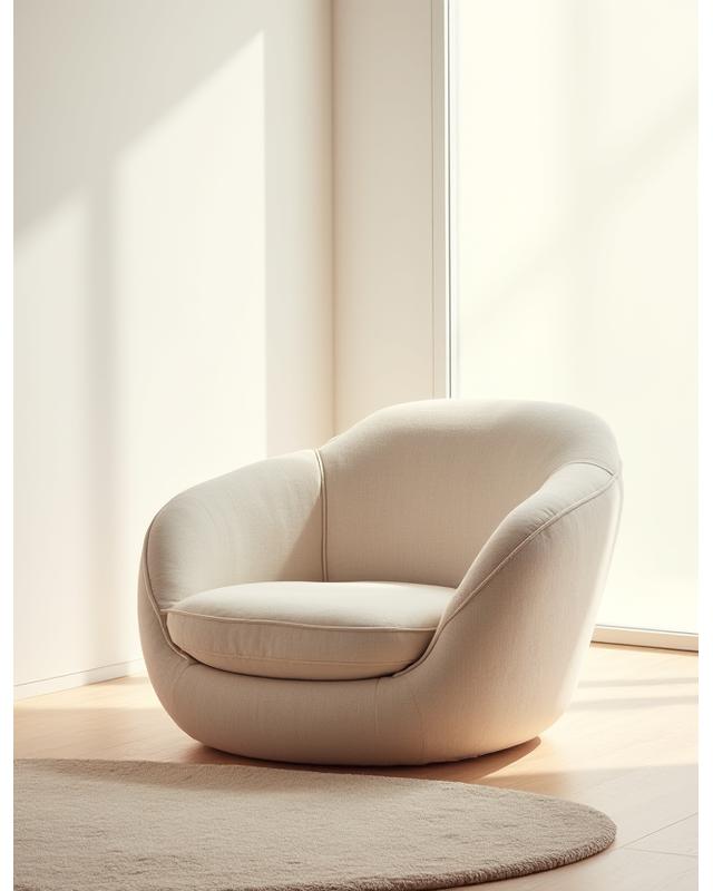 Fauteuil design moderne en tissu texturé beige, Antilope Design